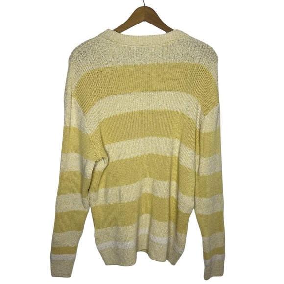 ZARA Butter Yellow & White Striped Long Sleeve Oversized Crew Neck Sweater - Picture 5 of 11